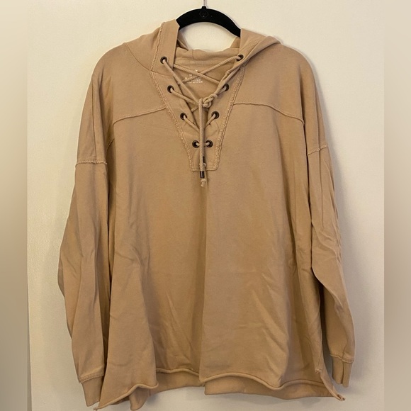 Aerie Pullover Lace Up Hoodie Sweatshirt/Swim Cover up Size XS S46 - Picture 4 of 6